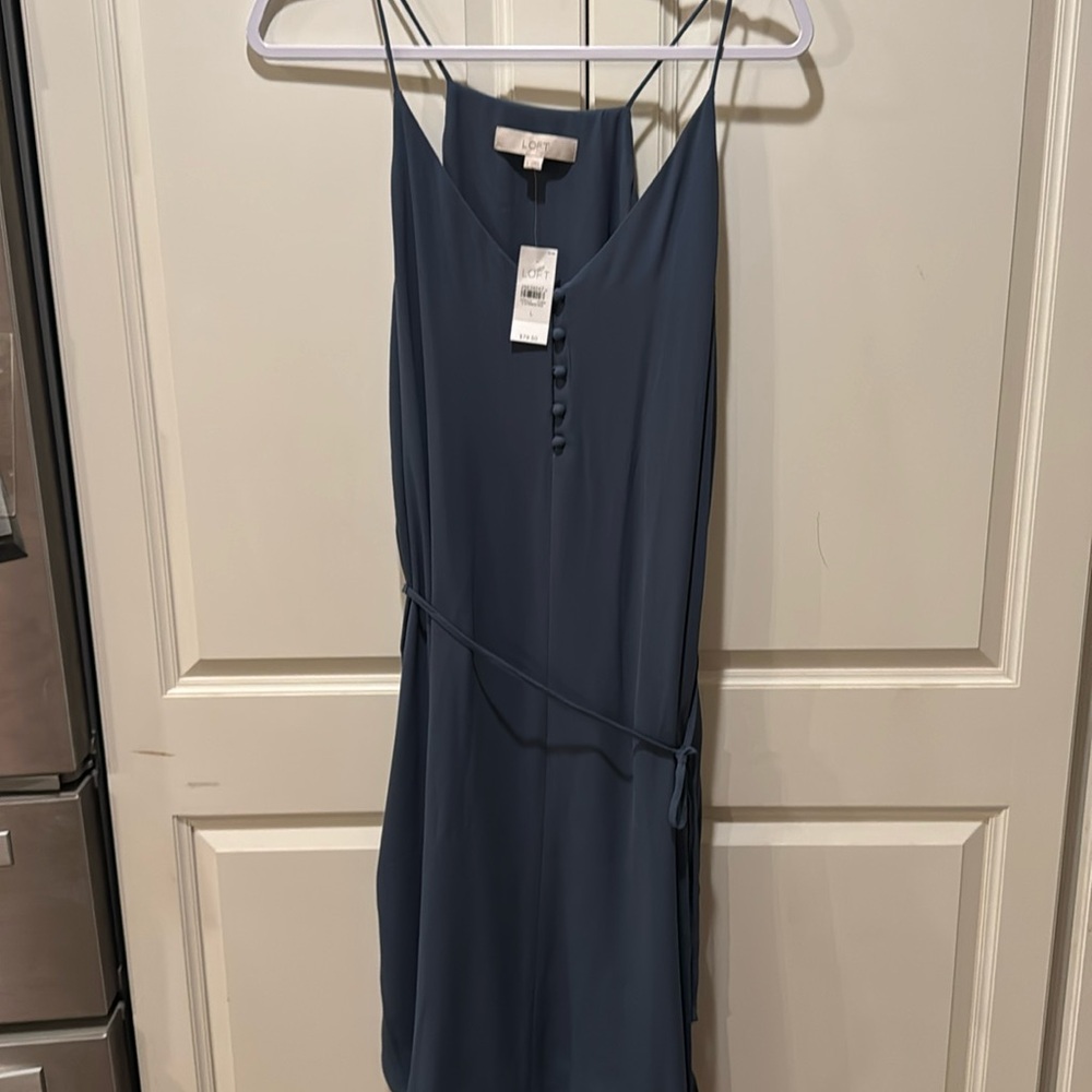 LOFT slip dress blue grey NWT women’s large Flowy
